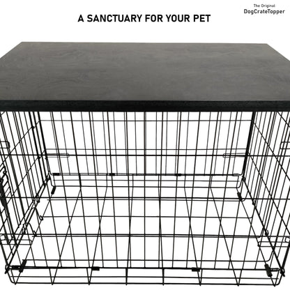 Modern Edge with Ebony Finish | Stylish Wood Dog Crate Topper - Secure Fit, Pet - Safe Finish - dogcratetopper.com