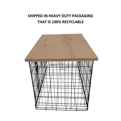 Modern Edge with Natural Finish | Stylish Wood Dog Crate Topper - Secure Fit, Pet - Safe Finish - dogcratetopper.com