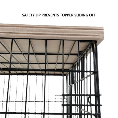 Modern Edge with Natural Finish | Stylish Wood Dog Crate Topper - Secure Fit, Pet - Safe Finish - dogcratetopper.com