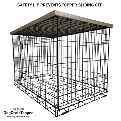 Modern Edge with Pewter Finish | Stylish Wood Dog Crate Topper - Secure Fit, Pet - Safe Finish - dogcratetopper.com