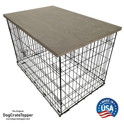 Modern Edge with Pewter Finish | Stylish Wood Dog Crate Topper - Secure Fit, Pet - Safe Finish - dogcratetopper.com
