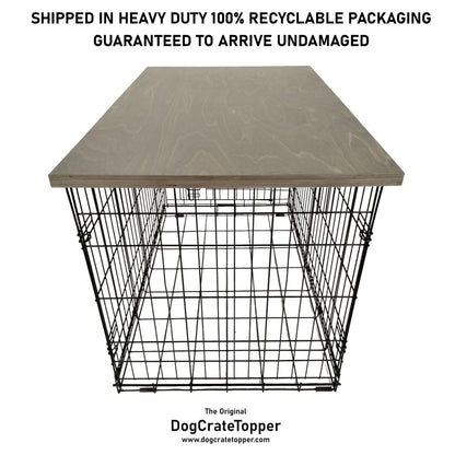 Modern Edge with Pewter Finish | Stylish Wood Dog Crate Topper - Secure Fit, Pet - Safe Finish - dogcratetopper.com