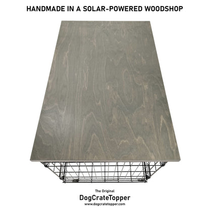 Modern Edge with Pewter Finish | Stylish Wood Dog Crate Topper - Secure Fit, Pet - Safe Finish - dogcratetopper.com
