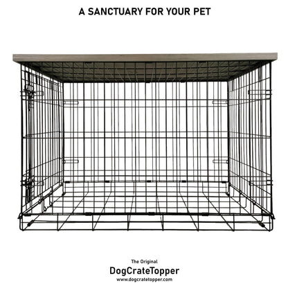 Modern Edge with Pewter Finish | Stylish Wood Dog Crate Topper - Secure Fit, Pet - Safe Finish - dogcratetopper.com