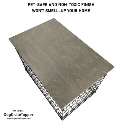 Modern Edge with Pewter Finish | Stylish Wood Dog Crate Topper - Secure Fit, Pet - Safe Finish - dogcratetopper.com