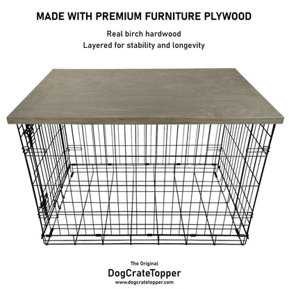 Modern Edge with Pewter Finish | Stylish Wood Dog Crate Topper - Secure Fit, Pet - Safe Finish - dogcratetopper.com