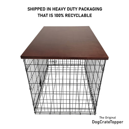 Modern Edge with Sedona Finish | Stylish Wood Dog Crate Topper - Secure Fit, Pet - Safe Finish - dogcratetopper.com