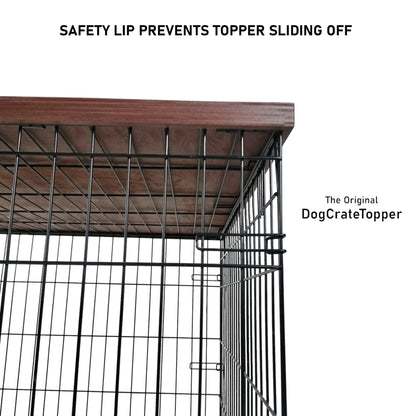 Modern Edge with Sedona Finish | Stylish Wood Dog Crate Topper - Secure Fit, Pet - Safe Finish - dogcratetopper.com