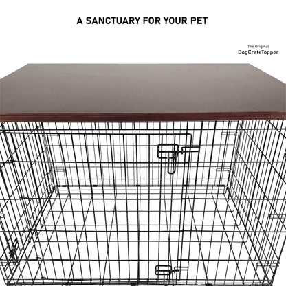 Modern Edge with Sedona Finish | Stylish Wood Dog Crate Topper - Secure Fit, Pet - Safe Finish - dogcratetopper.com