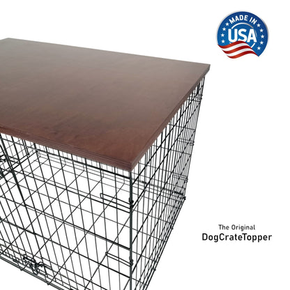 Modern Edge with Sedona Finish | Stylish Wood Dog Crate Topper - Secure Fit, Pet - Safe Finish - dogcratetopper.com