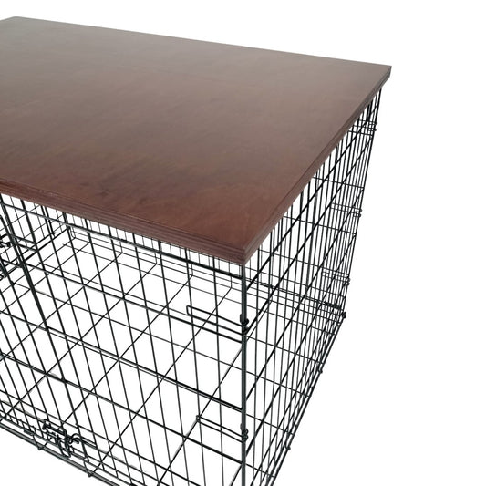 Modern Edge with Sedona Finish | Stylish Wood Dog Crate Topper - Secure Fit, Pet - Safe Finish - dogcratetopper.com