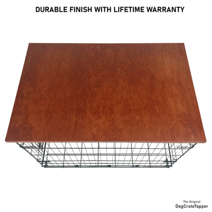 Modern Edge with Vintage Cherry Finish | Stylish Wood Dog Crate Topper - Secure Fit, Pet - Safe Finish - dogcratetopper.com