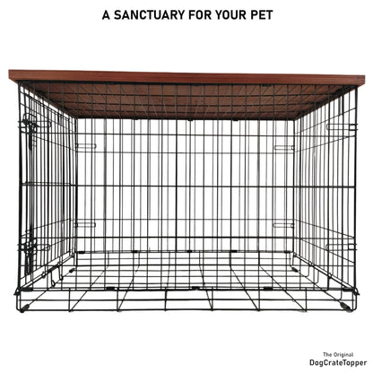 Modern Edge with Vintage Cherry Finish | Stylish Wood Dog Crate Topper - Secure Fit, Pet - Safe Finish - dogcratetopper.com