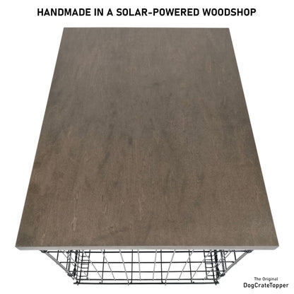 Modern Edge with Walnut Finish | Stylish Wood Dog Crate Topper - Secure Fit, Pet - Safe Finish - dogcratetopper.com