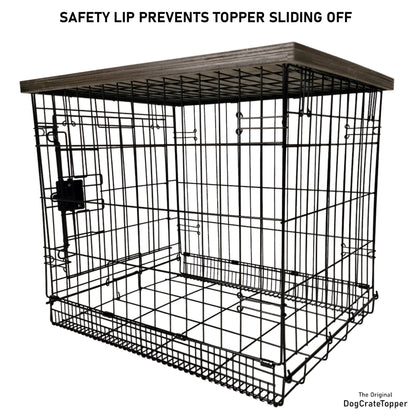Modern Edge with Walnut Finish | Stylish Wood Dog Crate Topper - Secure Fit, Pet - Safe Finish - dogcratetopper.com