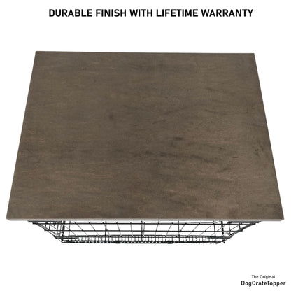 Modern Edge with Walnut Finish | Stylish Wood Dog Crate Topper - Secure Fit, Pet - Safe Finish - dogcratetopper.com