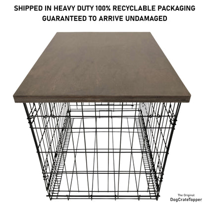 Modern Edge with Walnut Finish | Stylish Wood Dog Crate Topper - Secure Fit, Pet - Safe Finish - dogcratetopper.com