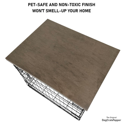 Modern Edge with Walnut Finish | Stylish Wood Dog Crate Topper - Secure Fit, Pet - Safe Finish - dogcratetopper.com