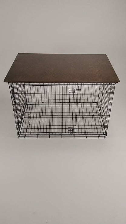 Classic Edge with Medium Brown Finish | Stylish Wood Dog Crate Topper - Secure Fit, Pet-Safe Finish
