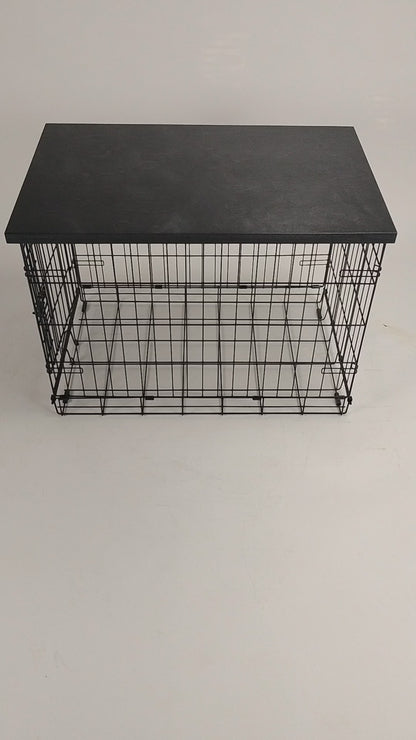 Modern Edge with Ebony Finish | Stylish Wood Dog Crate Topper - Secure Fit, Pet-Safe Finish