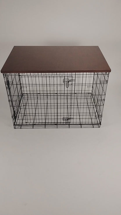 Modern Edge with Sedona Finish | Stylish Wood Dog Crate Topper - Secure Fit, Pet-Safe Finish