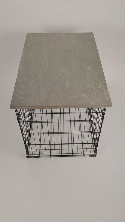 Modern Edge with Pewter Finish | Stylish Wood Dog Crate Topper - Secure Fit, Pet-Safe Finish