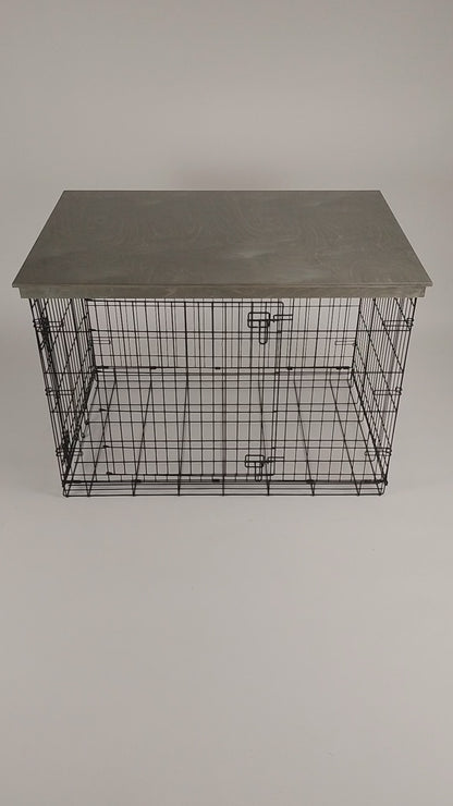 Tall Classic Edge with Pewter Finish | Stylish Wood Dog Crate Topper - Secure Fit, Pet-Safe Finish