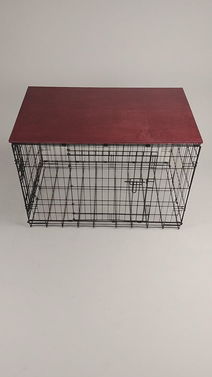 Simple Topper with Merlot Finish | Stylish Wood Dog Crate Topper - Secure Fit, Pet-Safe Finish