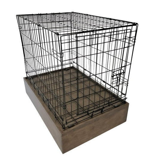 Raised Dog Crate Base | Stylish Wood Dog Crate Base - Secure Fit, Pet - Safe Finish - dogcratetopper.com