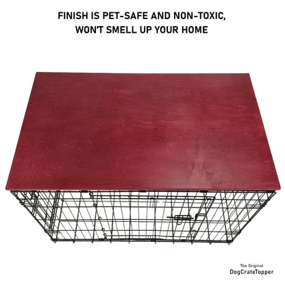 Simple Topper with Merlot Finish | Stylish Wood Dog Crate Topper - Secure Fit, Pet - Safe Finish - dogcratetopper.com