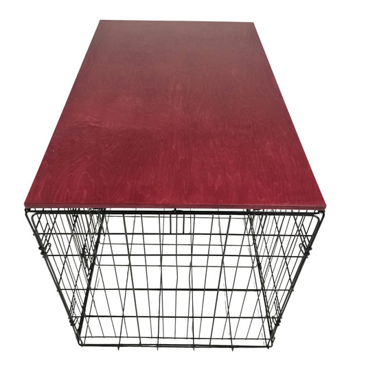 Simple Topper with Merlot Finish | Stylish Wood Dog Crate Topper - Secure Fit, Pet - Safe Finish - dogcratetopper.com