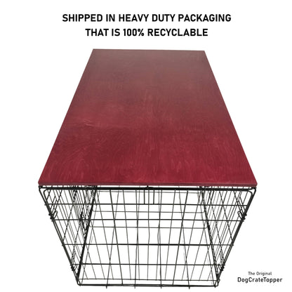 Simple Topper with Merlot Finish | Stylish Wood Dog Crate Topper - Secure Fit, Pet - Safe Finish - dogcratetopper.com