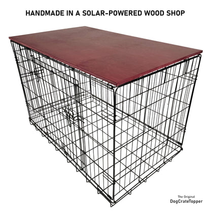 Simple Topper with Merlot Finish | Stylish Wood Dog Crate Topper - Secure Fit, Pet - Safe Finish - dogcratetopper.com
