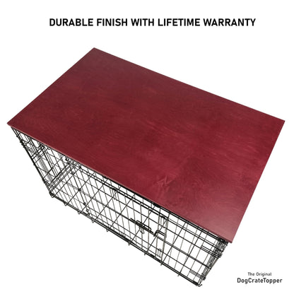 Simple Topper with Merlot Finish | Stylish Wood Dog Crate Topper - Secure Fit, Pet - Safe Finish - dogcratetopper.com