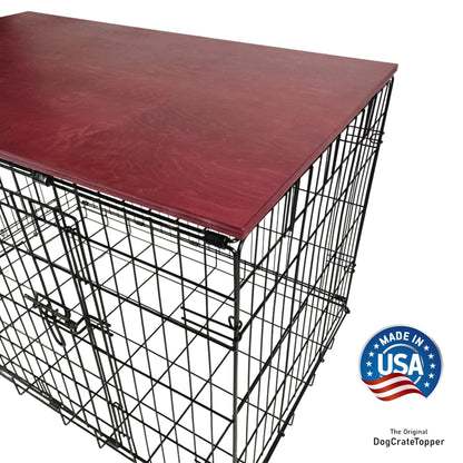Simple Topper with Merlot Finish | Stylish Wood Dog Crate Topper - Secure Fit, Pet - Safe Finish - dogcratetopper.com