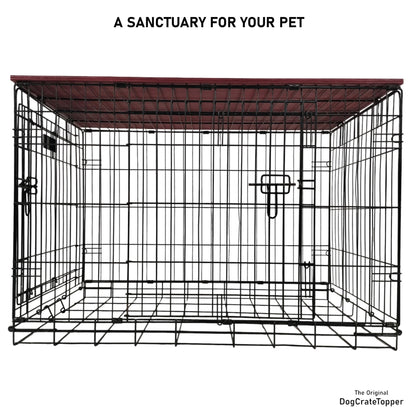 Simple Topper with Merlot Finish | Stylish Wood Dog Crate Topper - Secure Fit, Pet - Safe Finish - dogcratetopper.com