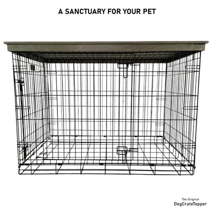 Tall Classic Edge with Pewter Finish | Stylish Wood Dog Crate Topper - Secure Fit, Pet - Safe Finish - dogcratetopper.com