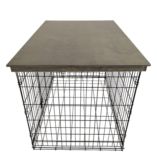 Tall Classic Edge with Pewter Finish | Stylish Wood Dog Crate Topper - Secure Fit, Pet - Safe Finish - dogcratetopper.com