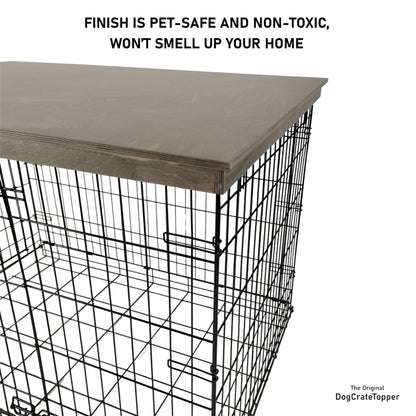 Tall Classic Edge with Pewter Finish | Stylish Wood Dog Crate Topper - Secure Fit, Pet - Safe Finish - dogcratetopper.com