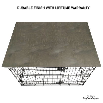 Tall Classic Edge with Pewter Finish | Stylish Wood Dog Crate Topper - Secure Fit, Pet - Safe Finish - dogcratetopper.com