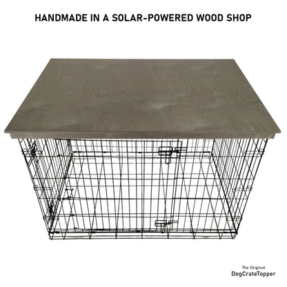 Tall Classic Edge with Pewter Finish | Stylish Wood Dog Crate Topper - Secure Fit, Pet - Safe Finish - dogcratetopper.com