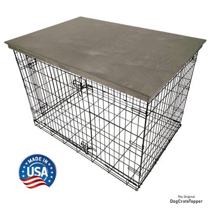 Tall Classic Edge with Pewter Finish | Stylish Wood Dog Crate Topper - Secure Fit, Pet - Safe Finish - dogcratetopper.com