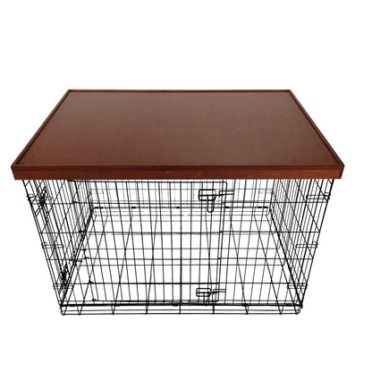 Tall Comfort Edge with Black Cherry Finish | Stylish Wood Dog Crate Topper - Secure Fit, Pet - Safe Finish - dogcratetopper.com