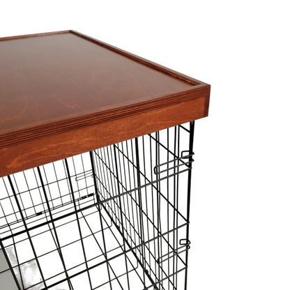 Tall Comfort Edge with Black Cherry Finish | Stylish Wood Dog Crate Topper - Secure Fit, Pet - Safe Finish - dogcratetopper.com